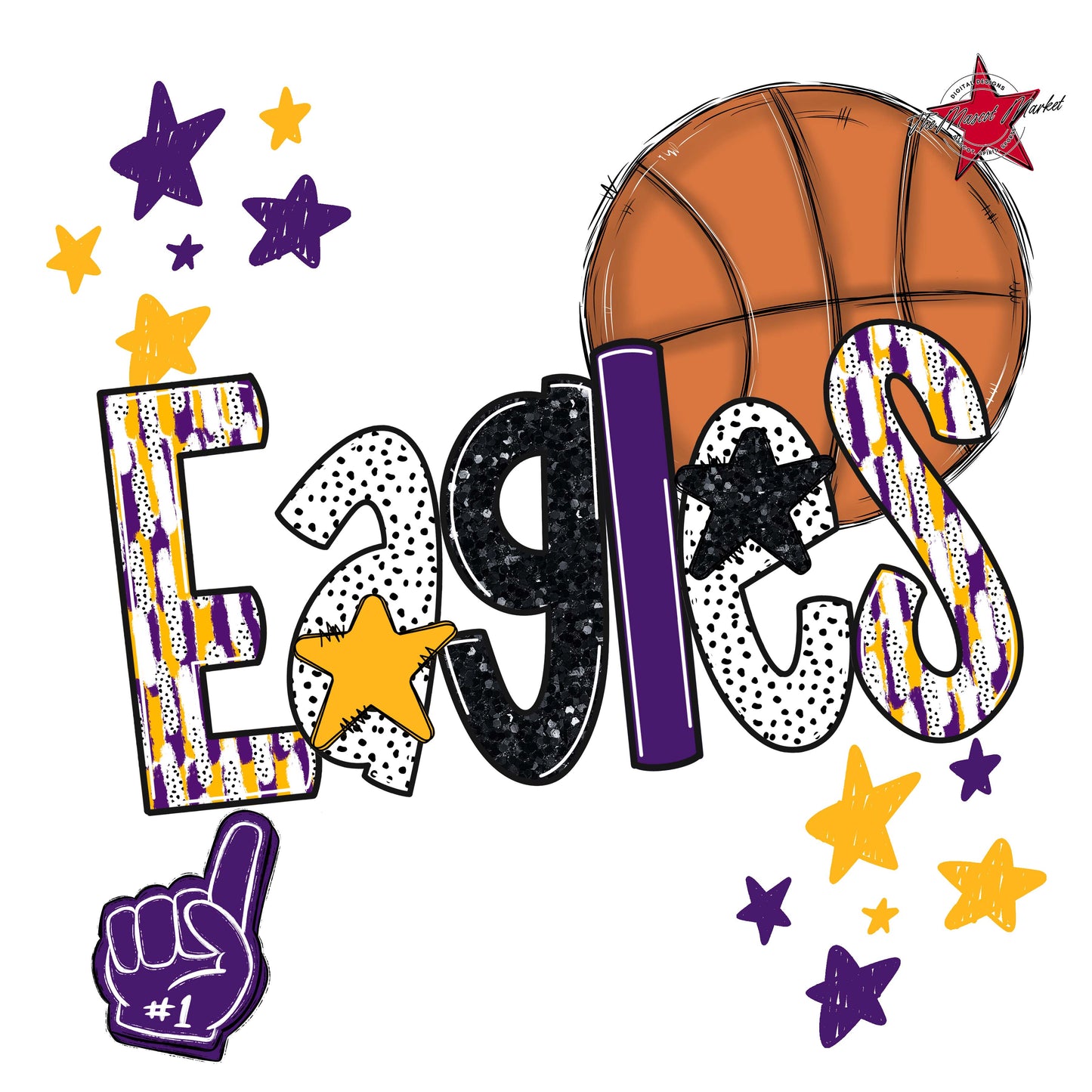 Eagles Basketball Scrape-Purple & Yellow