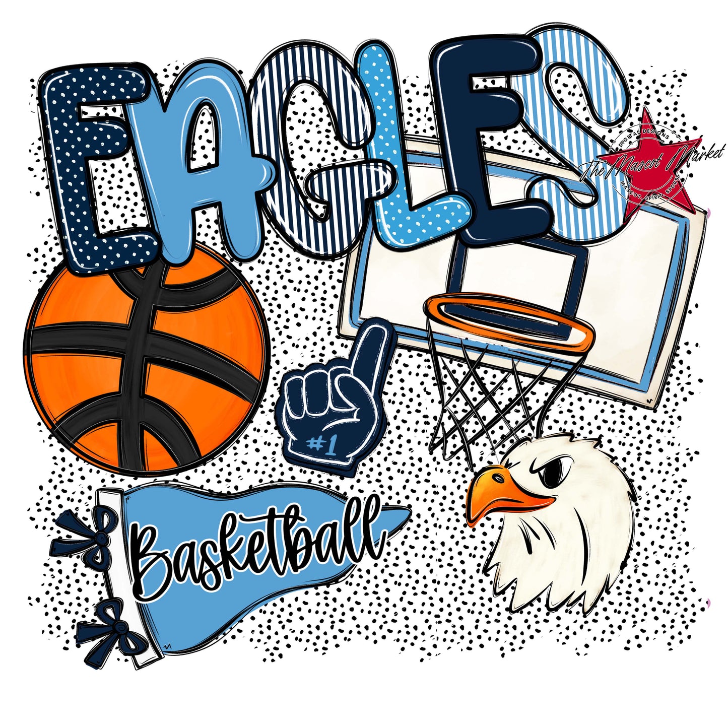 Eagles Basketball Spirit-Navy & Carolina Blue