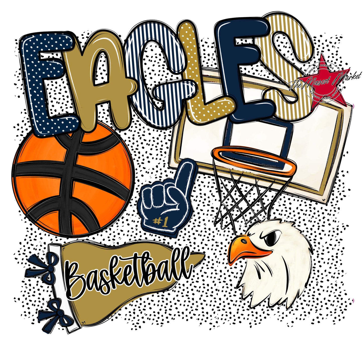 Eagles Basketball Spirit-Navy & Gold
