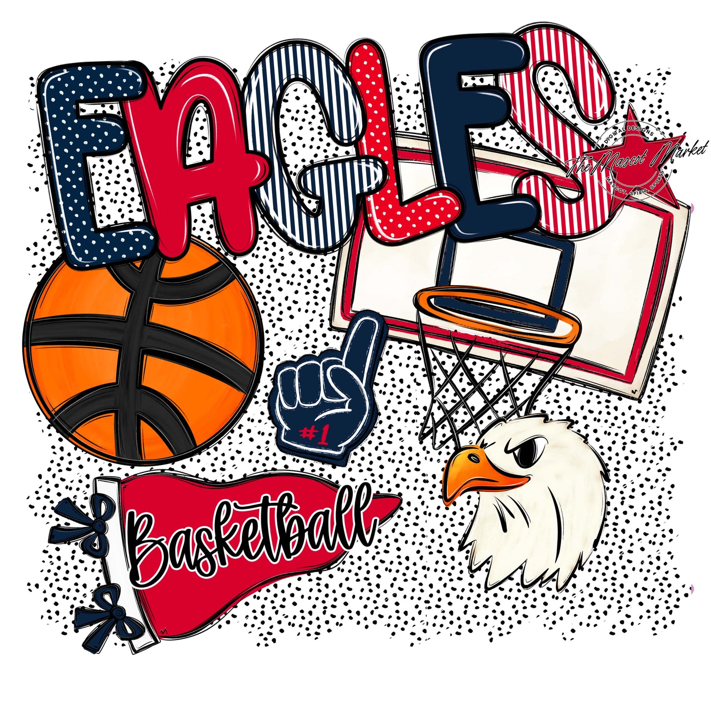Eagles Basketball Spirit-Navy & Red