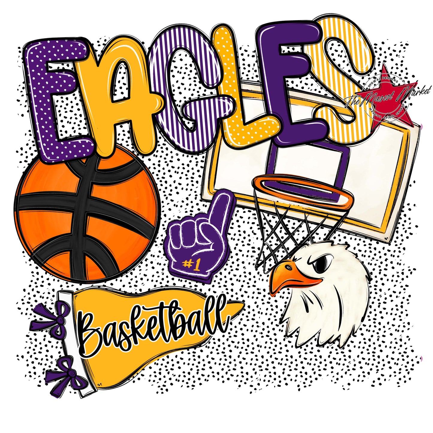 Eagles Basketball Spirit-Purple & Yellow