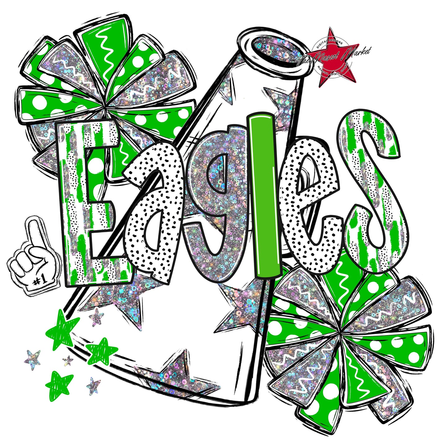 Eagles Cheer Megaphone Scrape-Bright Green