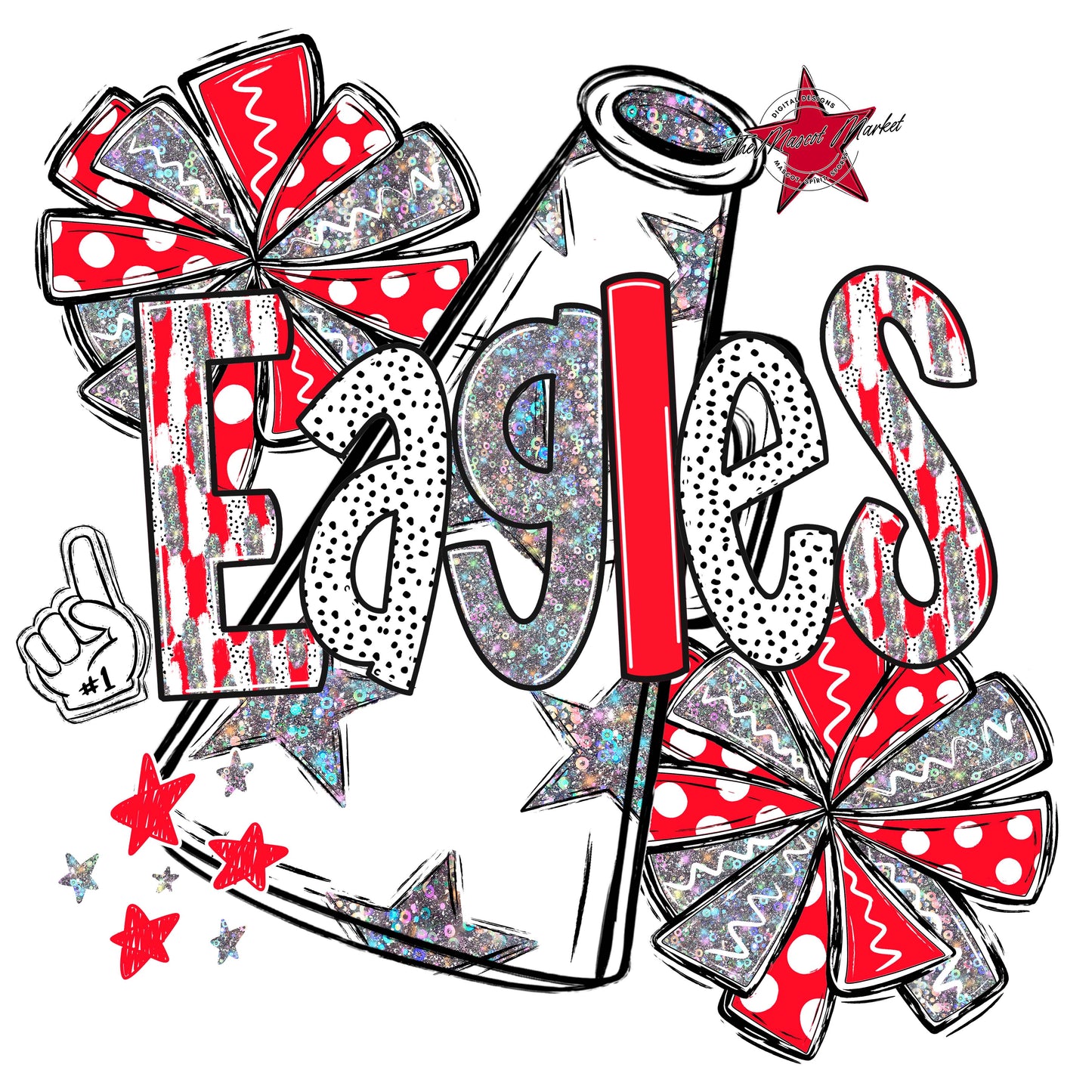 Eagles Cheer Megaphone Scrape-Bright Red