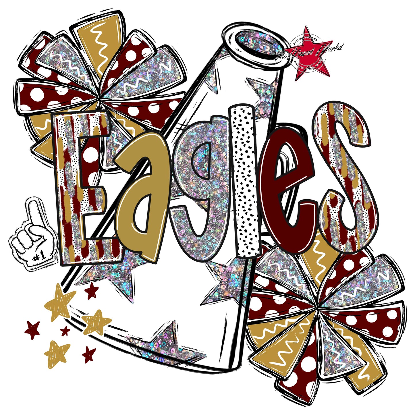 Eagles Cheer Megaphone Scrape-Maroon & Gold