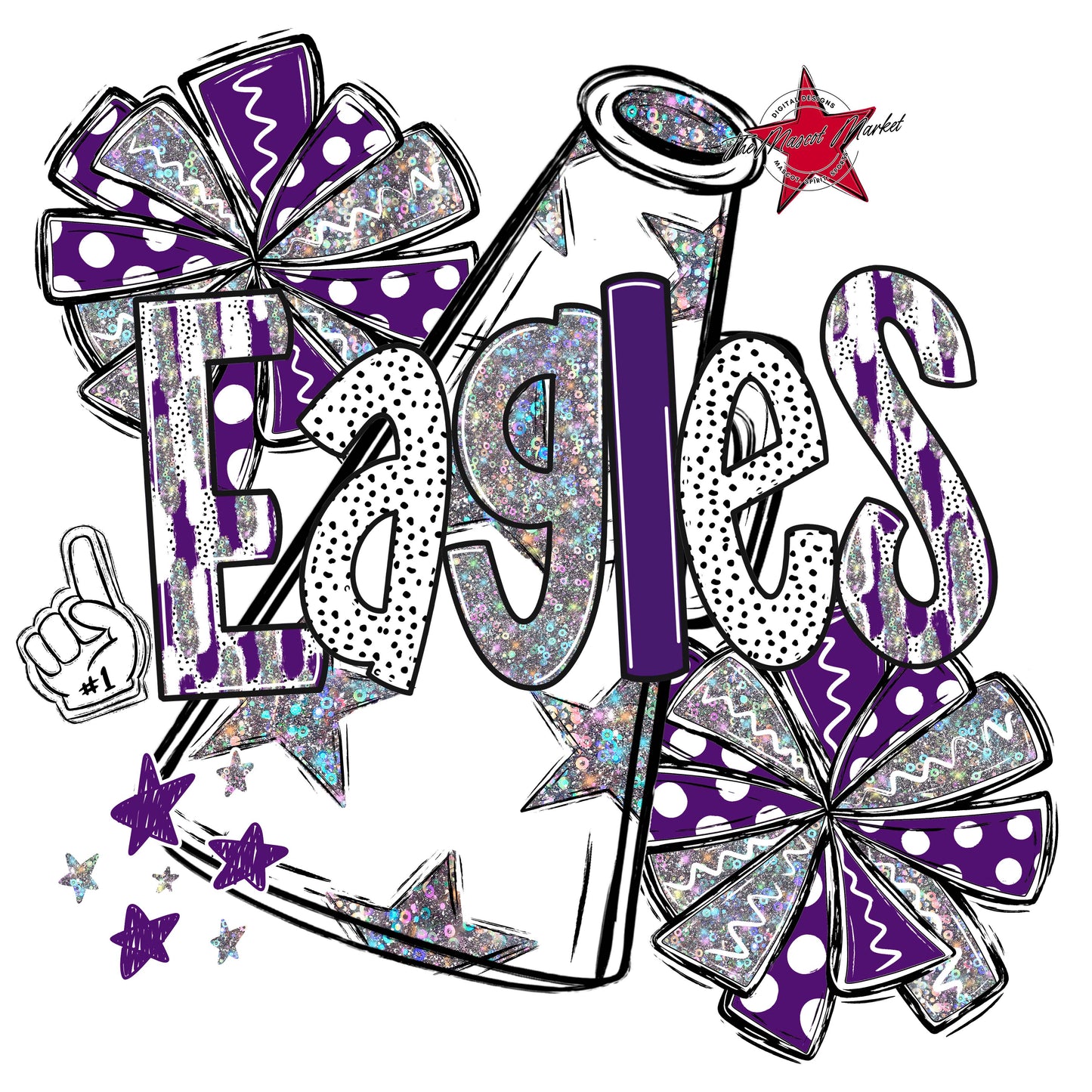 Eagles Cheer Megaphone Scrape-Purple