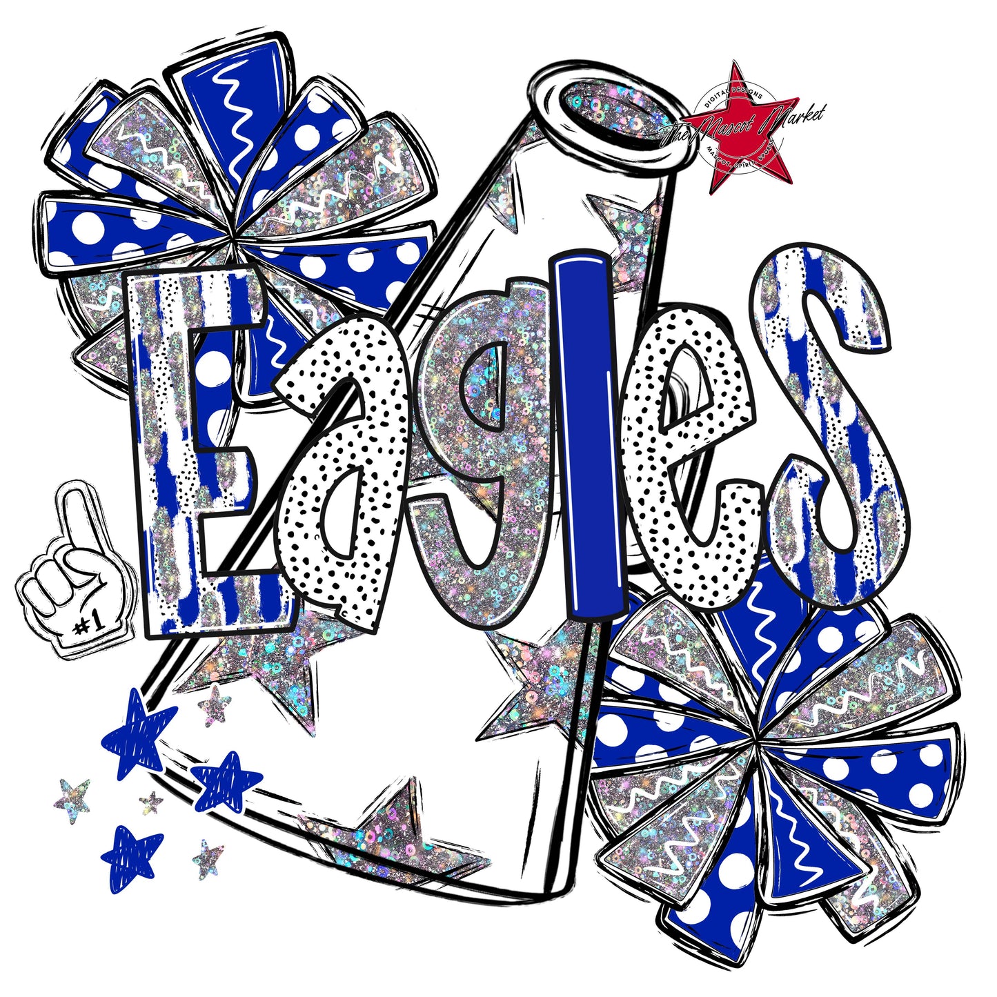 Eagles Cheer Megaphone Scrape-Royal Blue