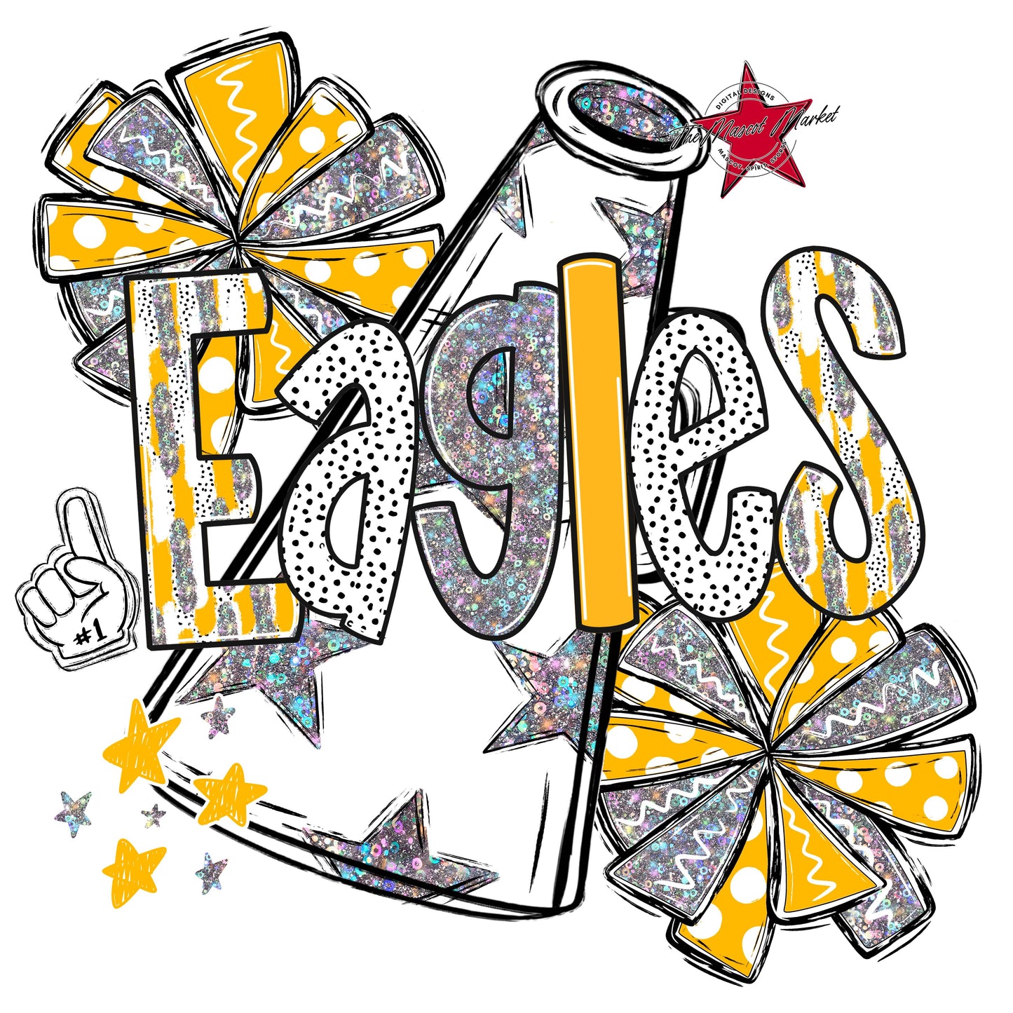 Eagles Cheer Megaphone Scrape-Yellow