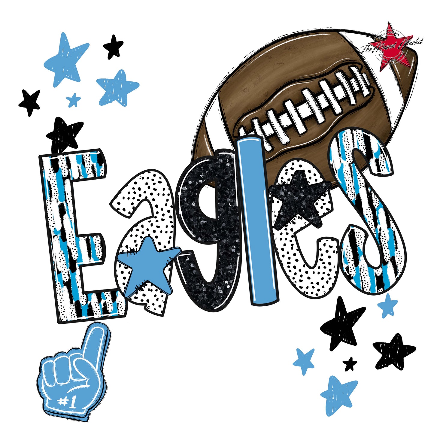 Eagles Football Scrape-Carolina Blue