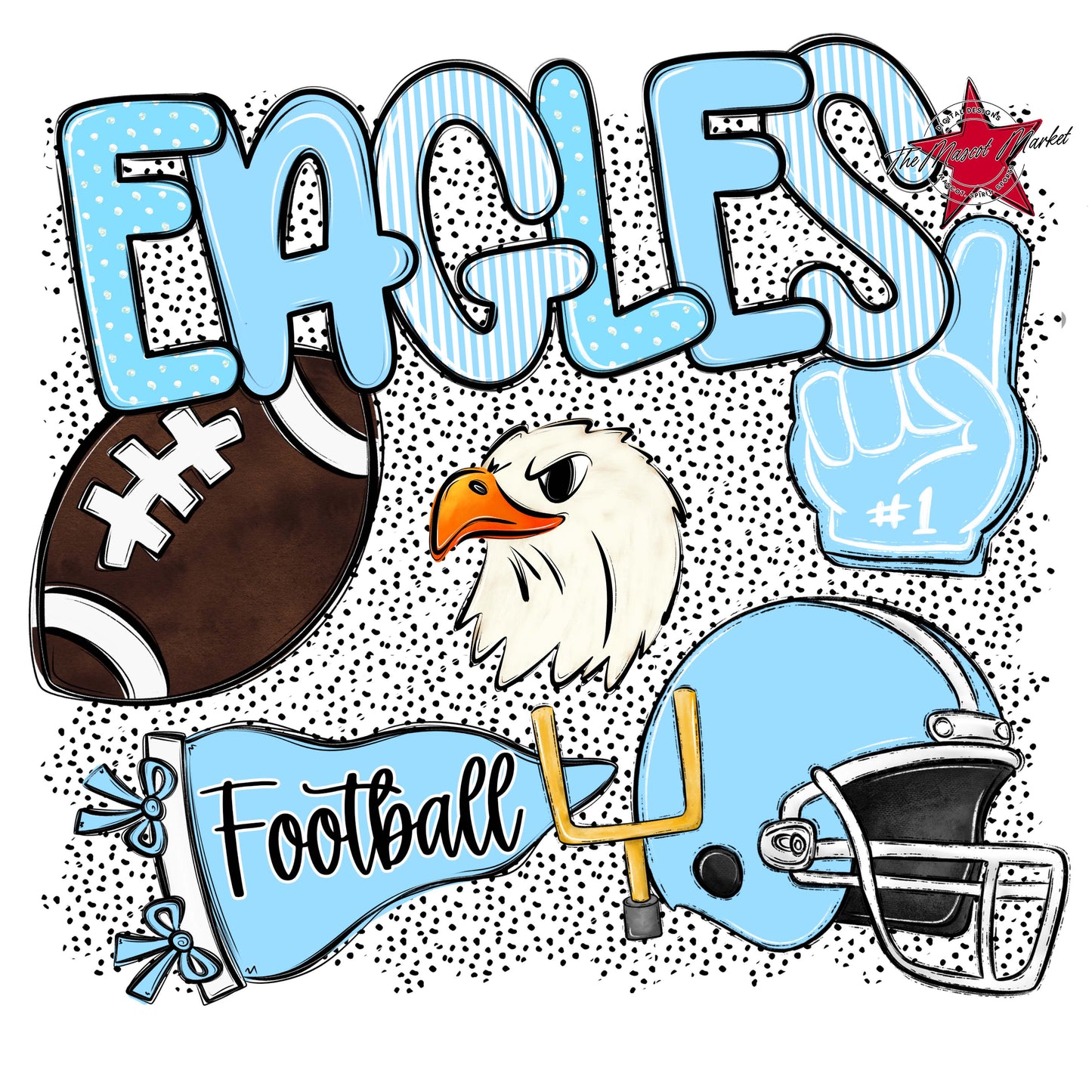 Eagles Football Spirit-Columbia Blue