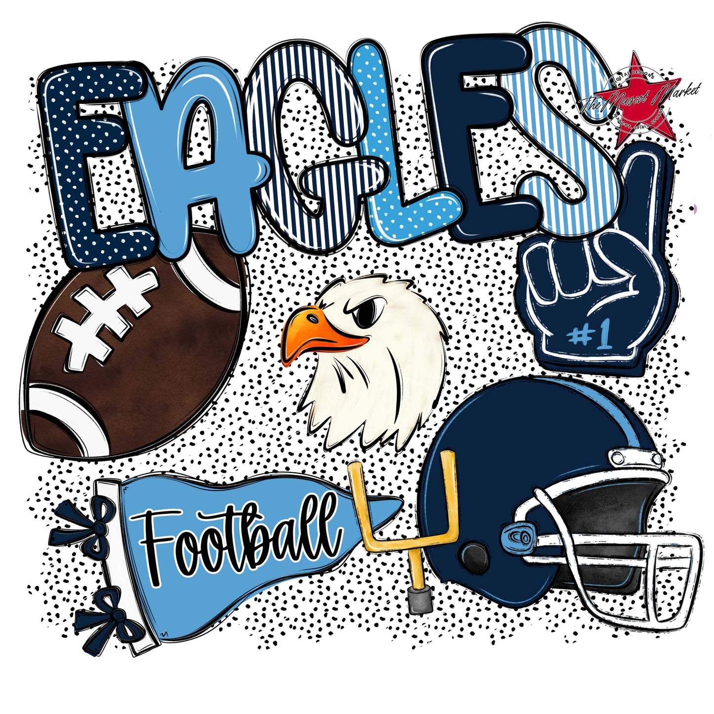 Eagles Football Spirit-Navy & Carolina Blue