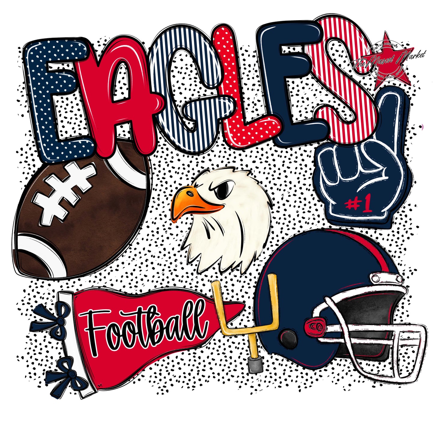 Eagles Football Spirit-Navy & Red