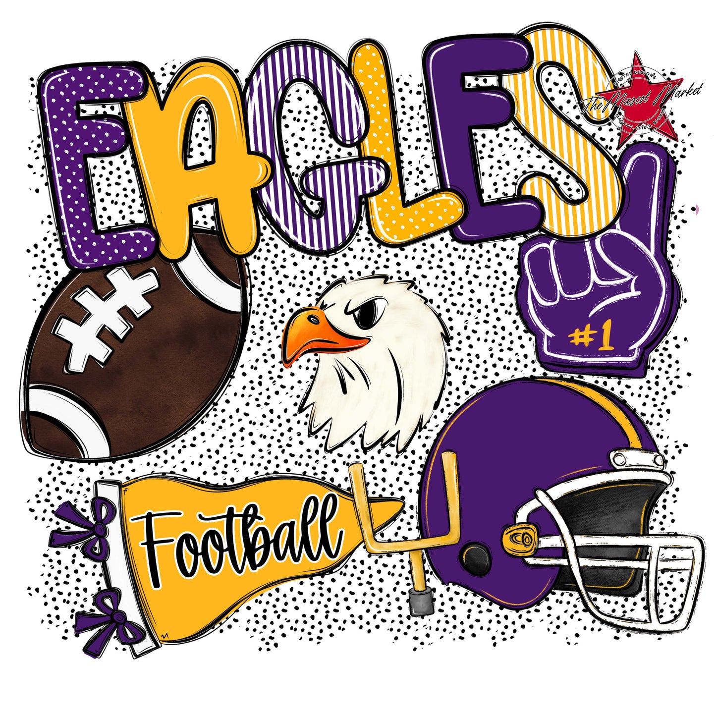 Eagles Football Spirit-Purple & Yellow