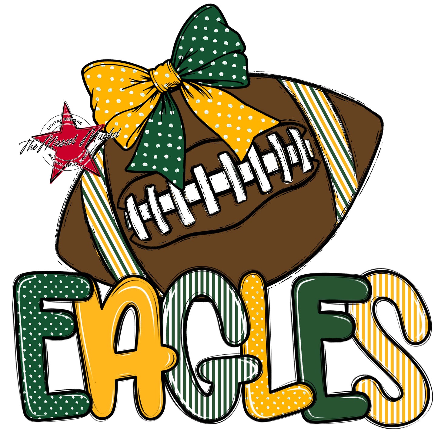 Eagles Football Spirit Design-Green & Yellow
