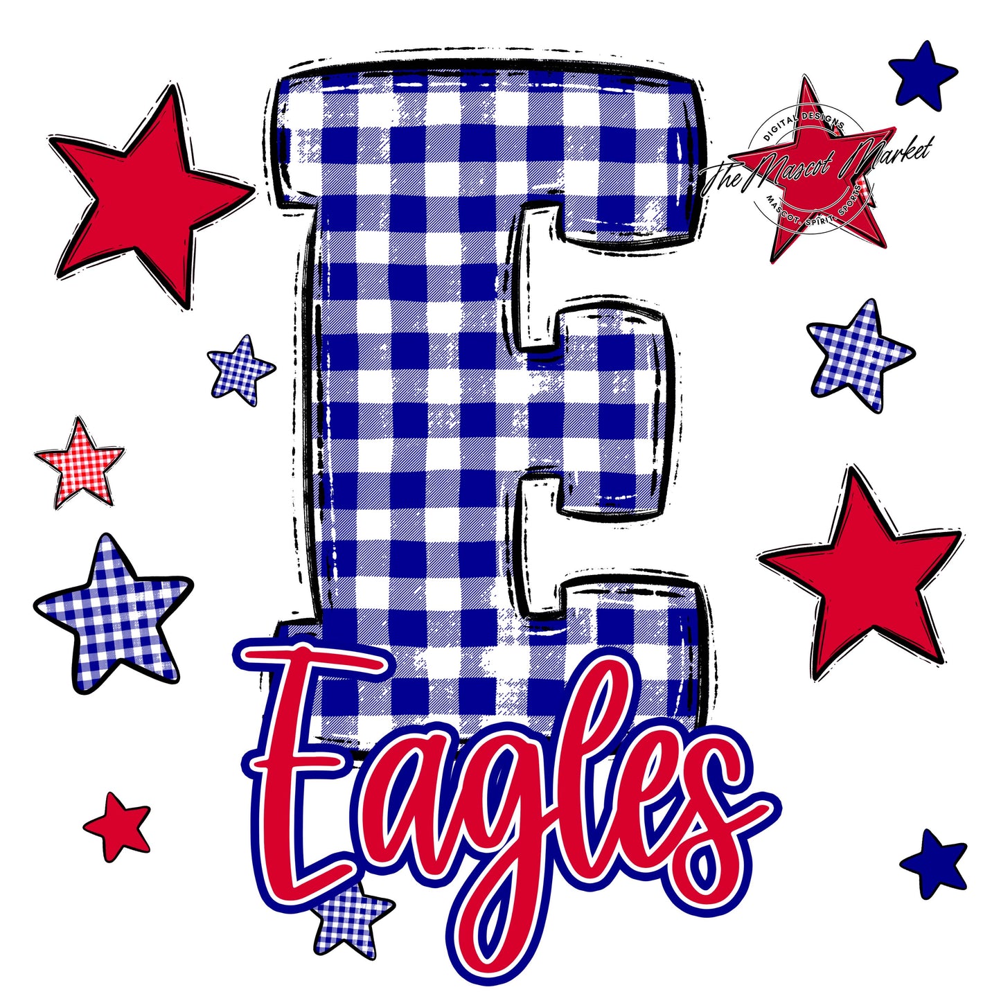 Eagles Plaid Star Design-Blue & Red