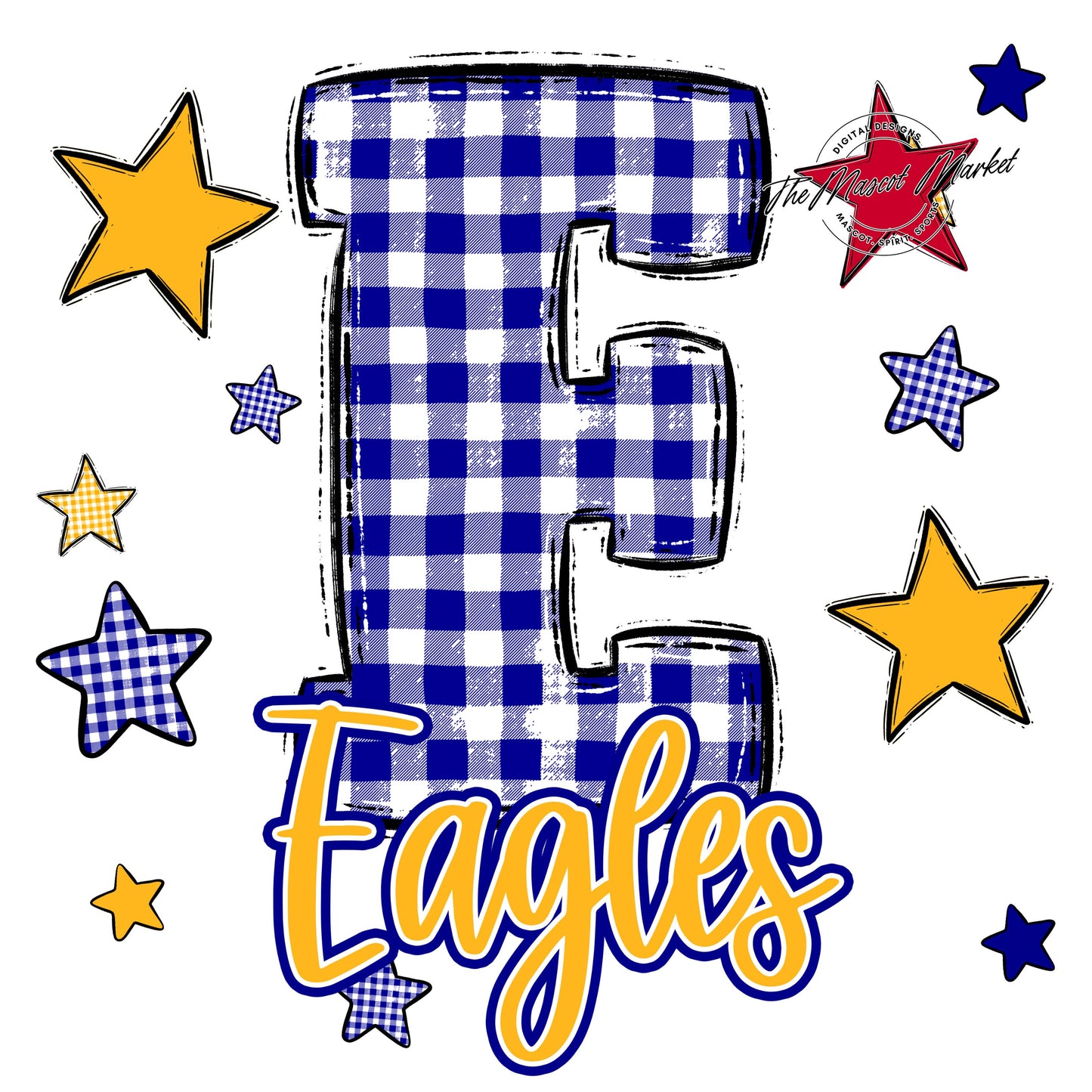 Eagles Plaid Star Design-Blue & Yellow