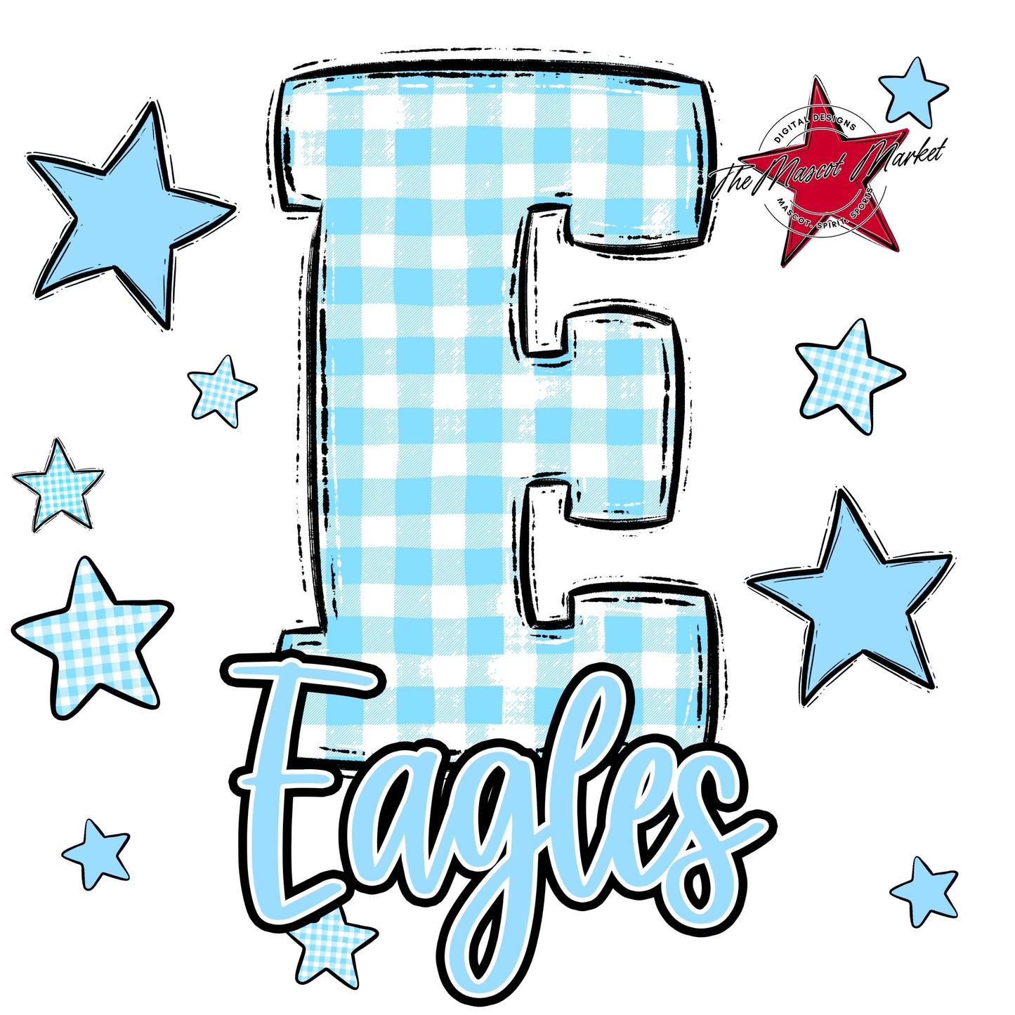 Eagles Plaid Star Design-Columbia Blue