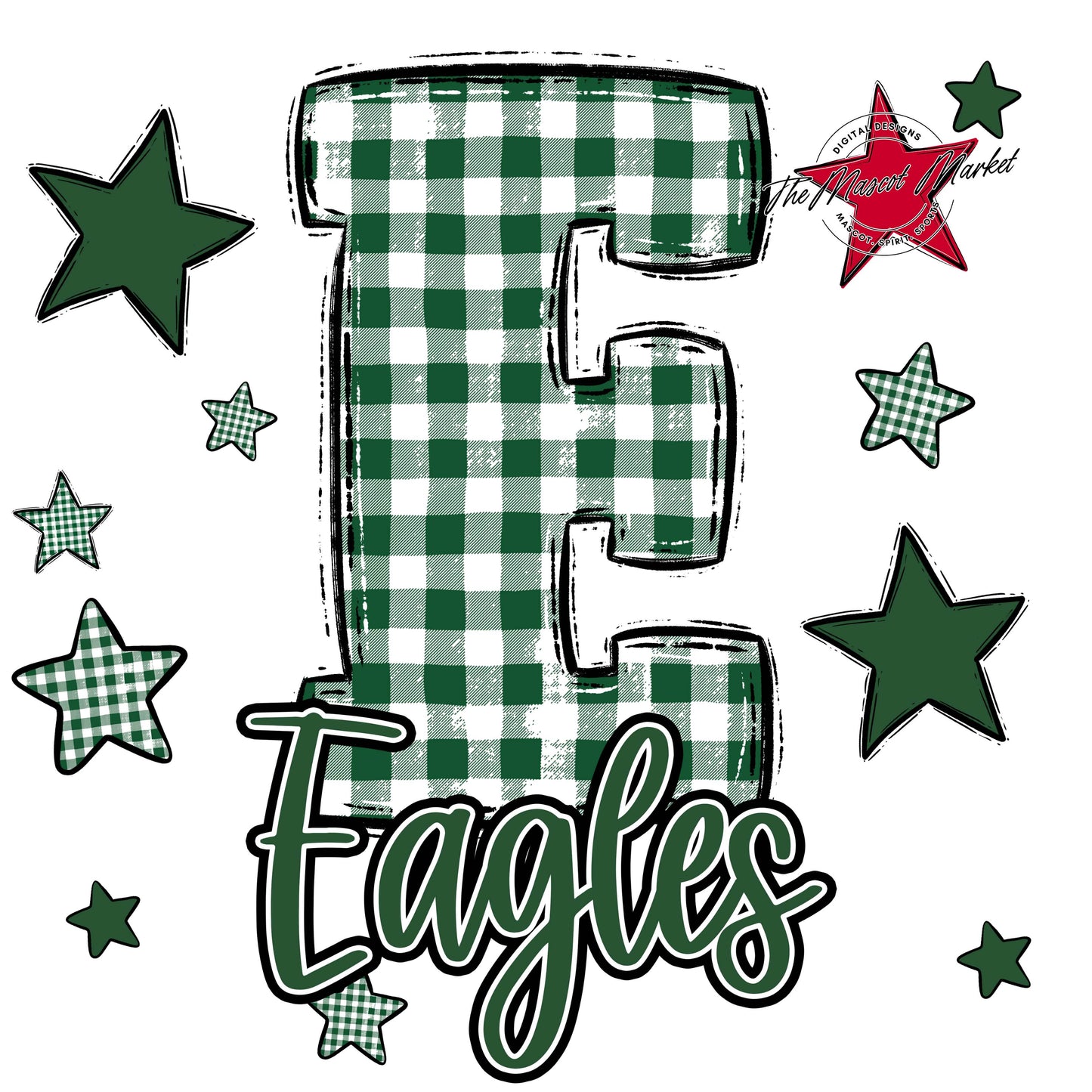 Eagles Plaid Star Design-Green