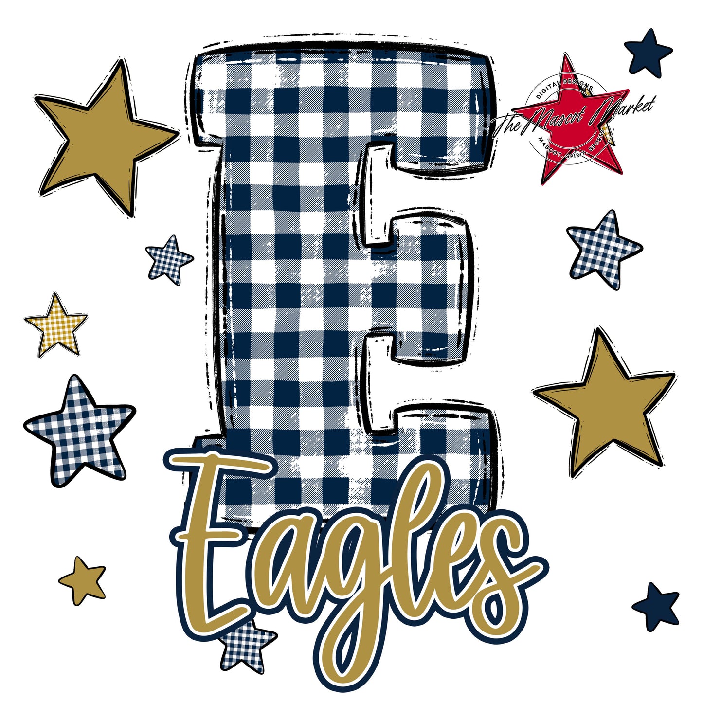 Eagles Plaid Star Design-Navy & Gold