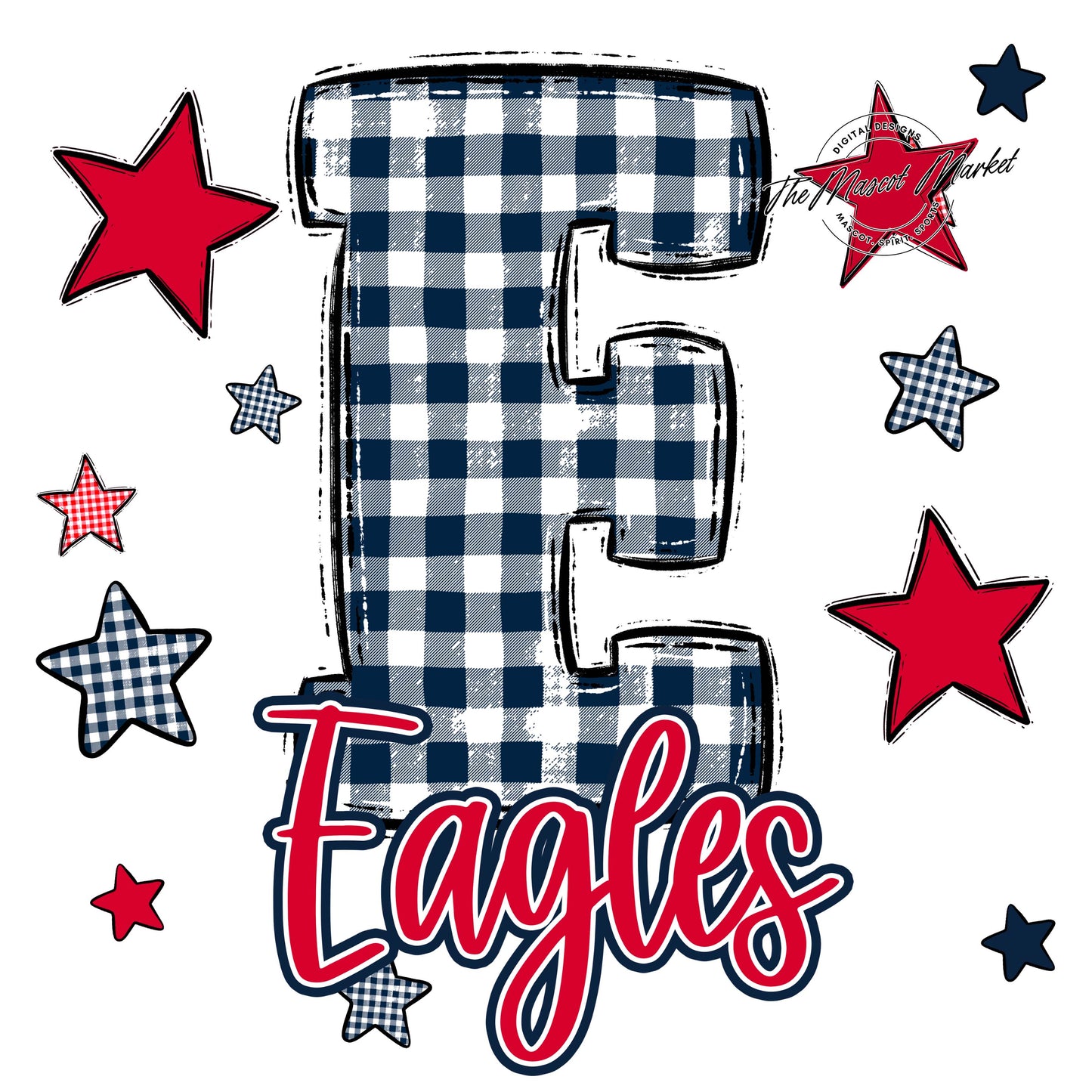 Eagles Plaid Star Design-Navy & Red