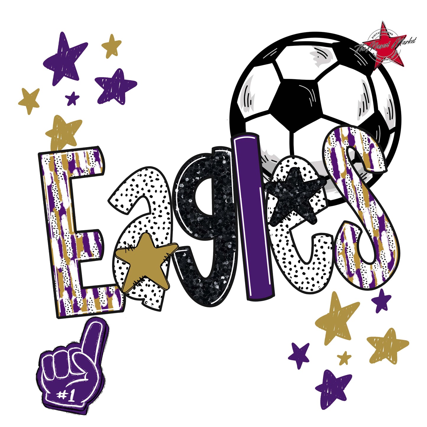Eagles Soccer Scrape-Purple & Gold
