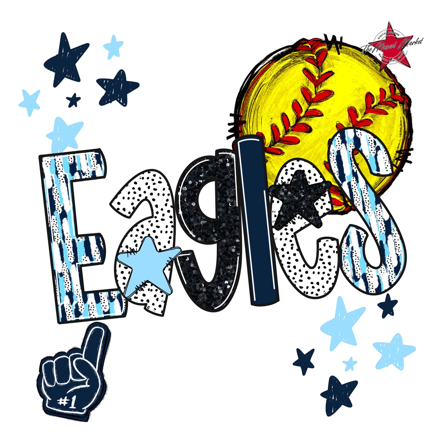 Eagles Softball Scrape-Navy & Columbia Blue