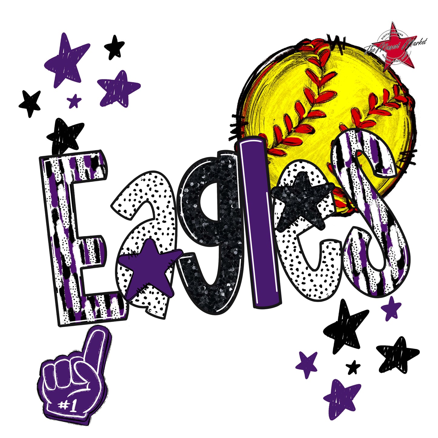 Eagles Softball Scrape-Purple