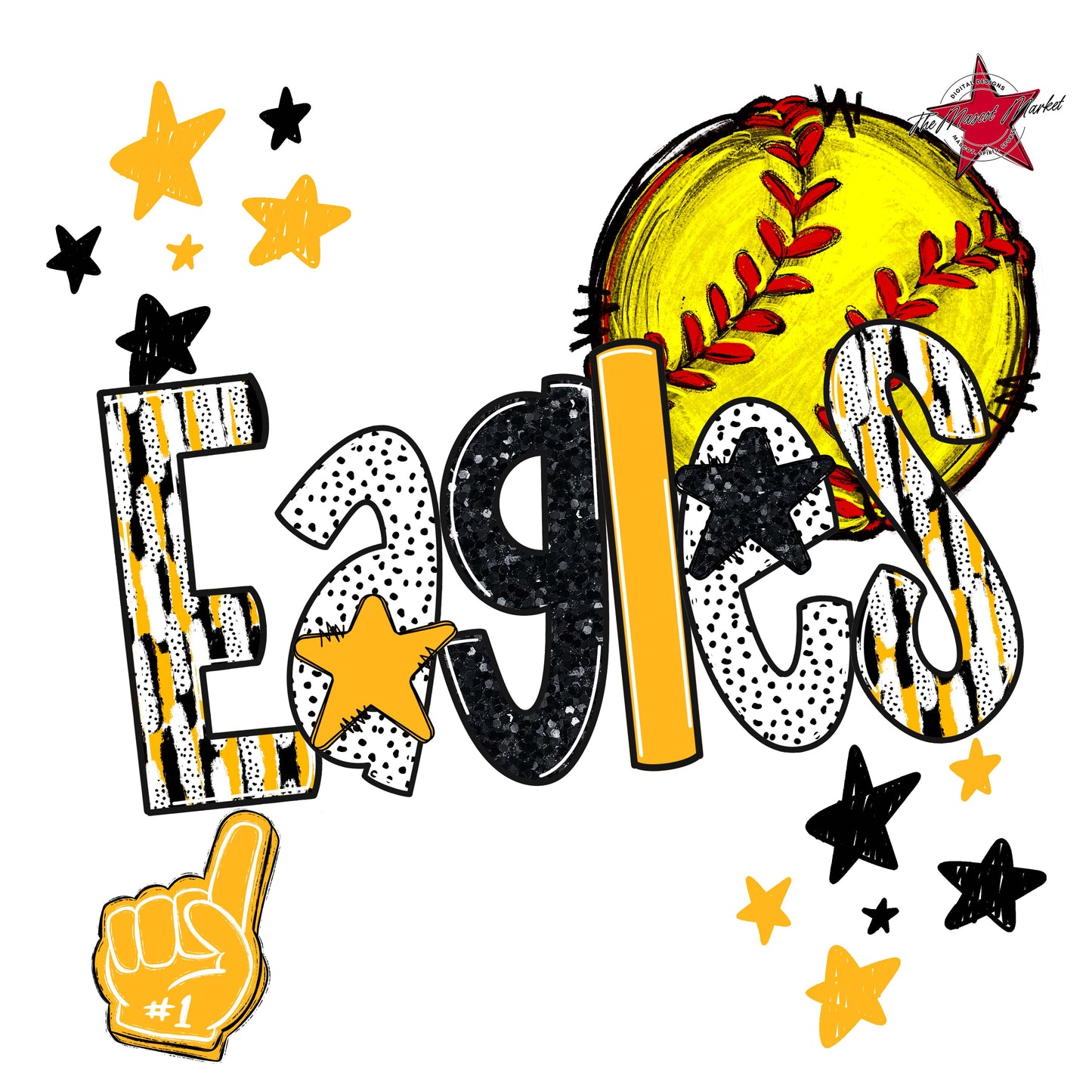Eagles Softball Scrape-Yellow
