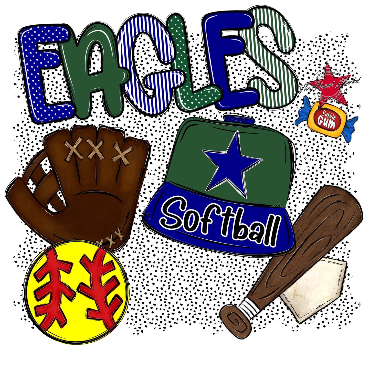 Eagles Softball Spirit-Blue & Green