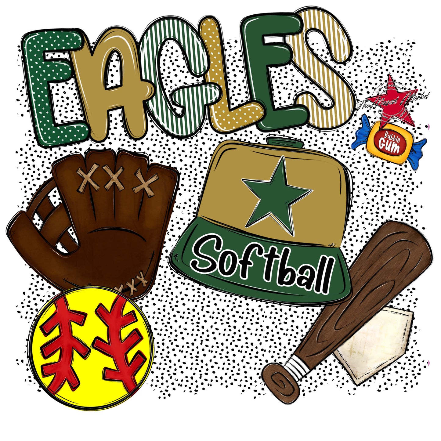Eagles Softball Spirit-Green & Gold