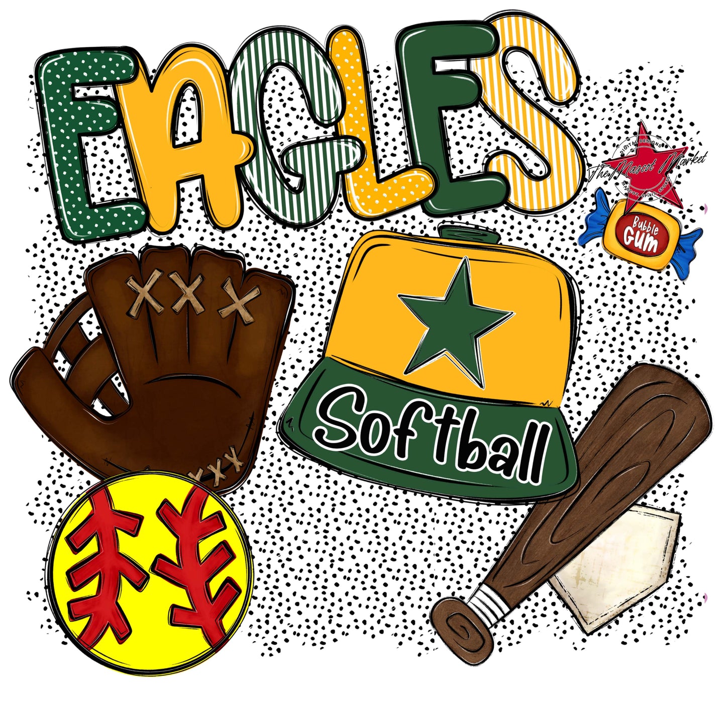 Eagles Softball Spirit-Green & Yellow