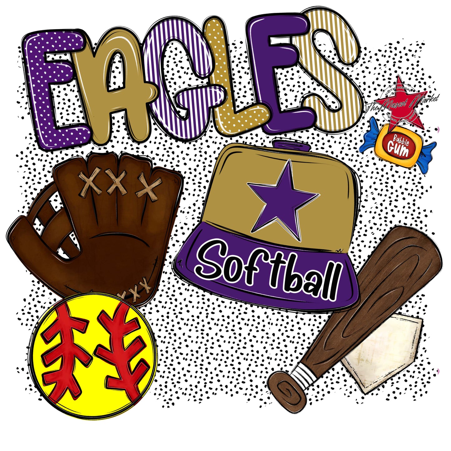Eagles Softball Spirit-Purple & Gold