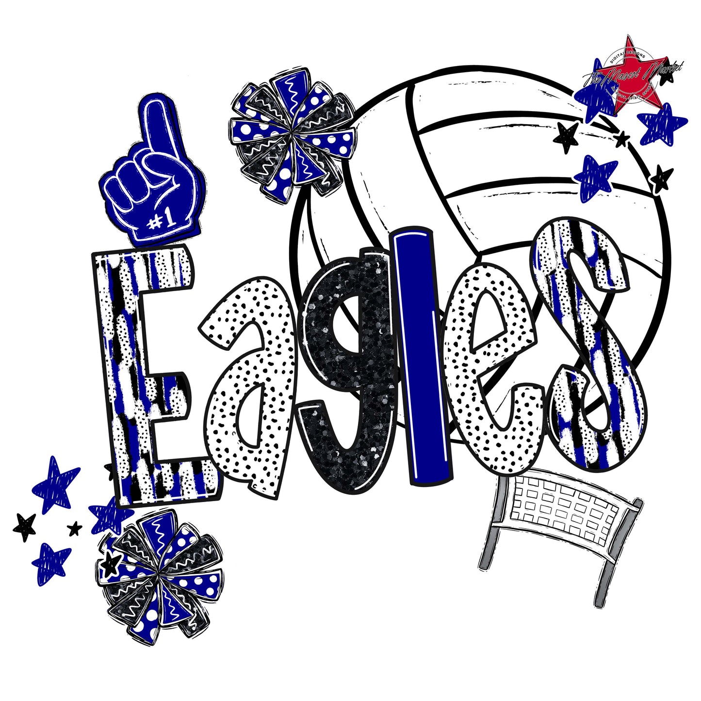 Eagles Volleyball Scrape-Blue