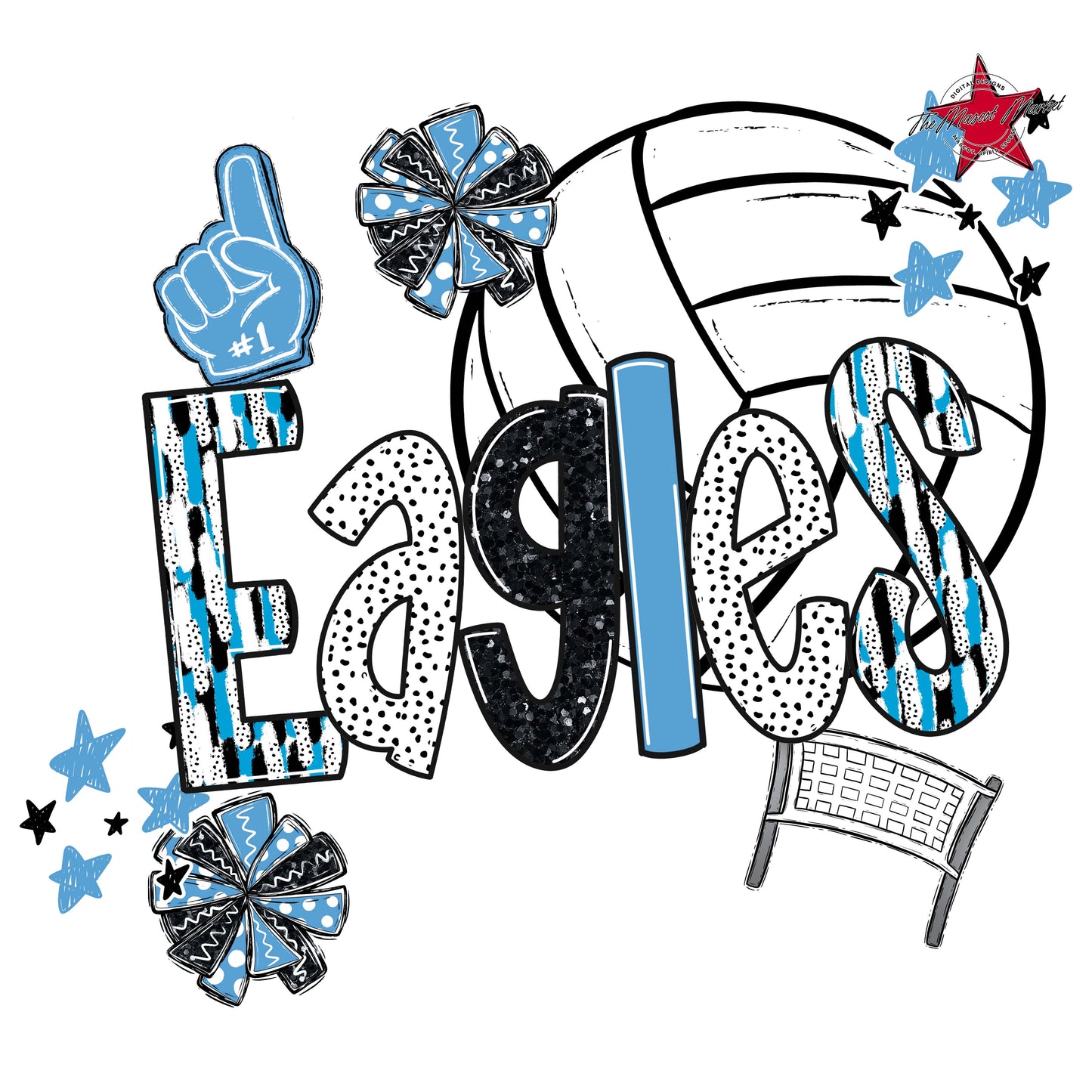Eagles Volleyball Scrape-Carolina Blue