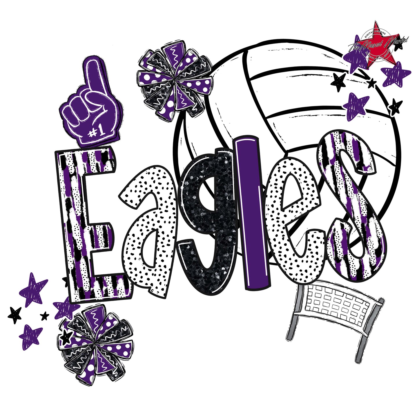 Eagles Volleyball Scrape-Purple