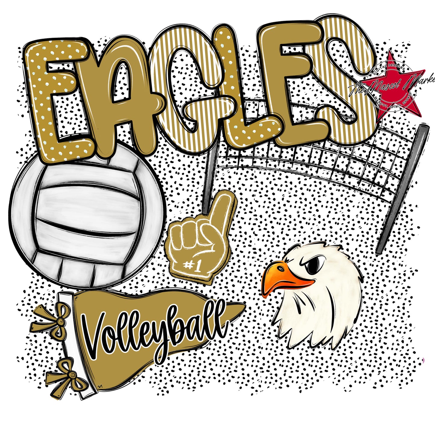 Eagles Volleyball Spirit-Gold