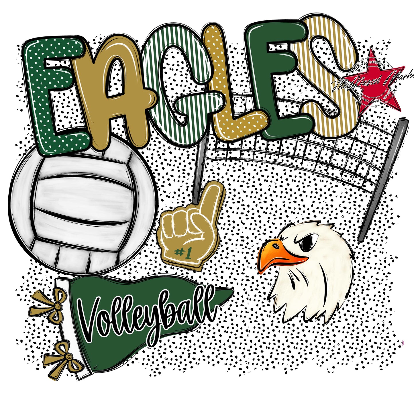 Eagles Volleyball Spirit-Green & Gold