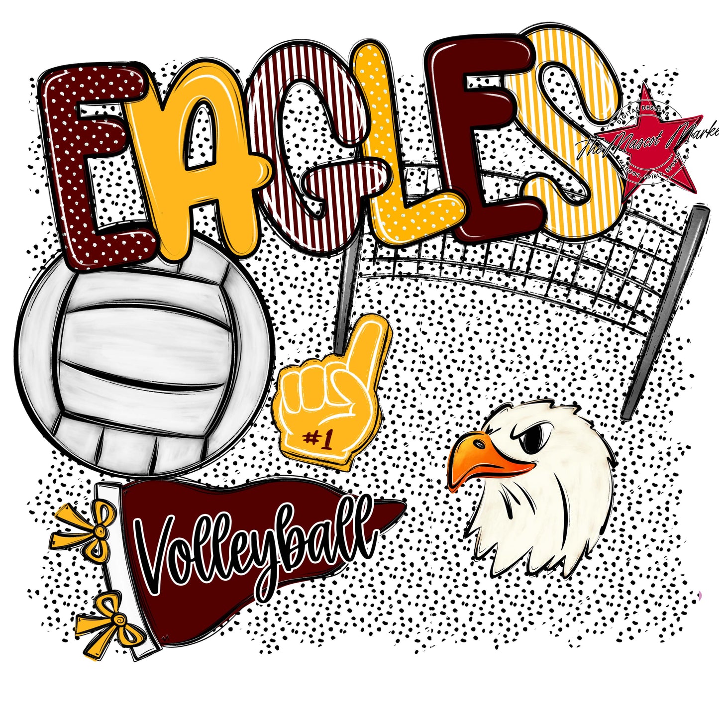 Eagles Volleyball Spirit-Maroon & Yellow