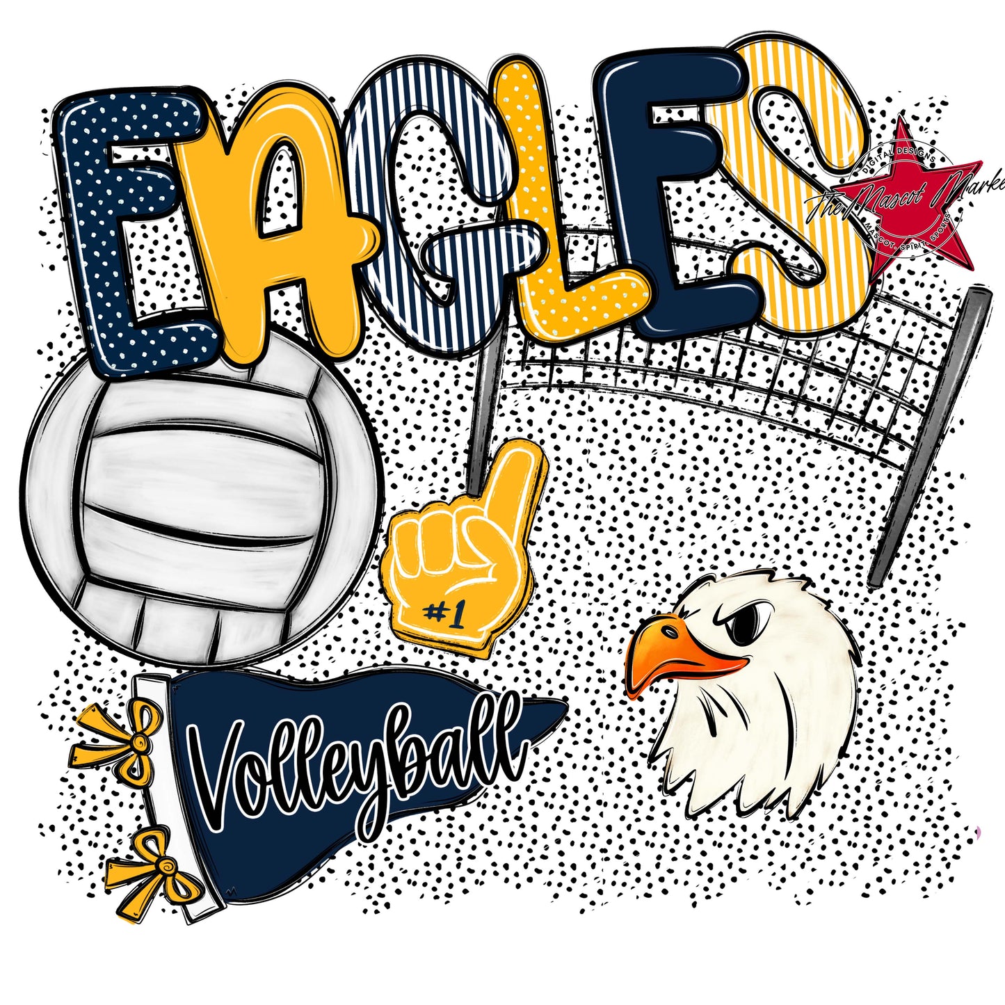 Eagles Volleyball Spirit-Navy & Yellow
