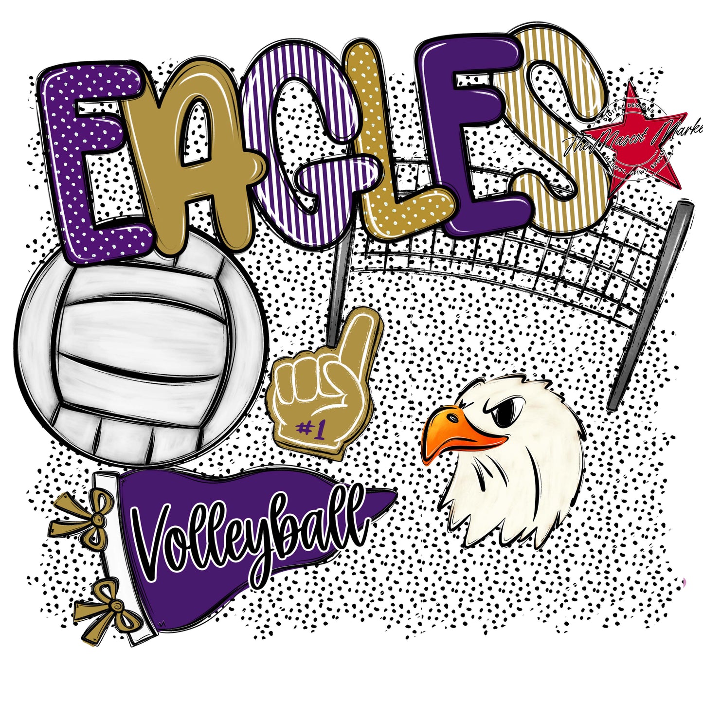 Eagles Volleyball Spirit-Purple & Gold