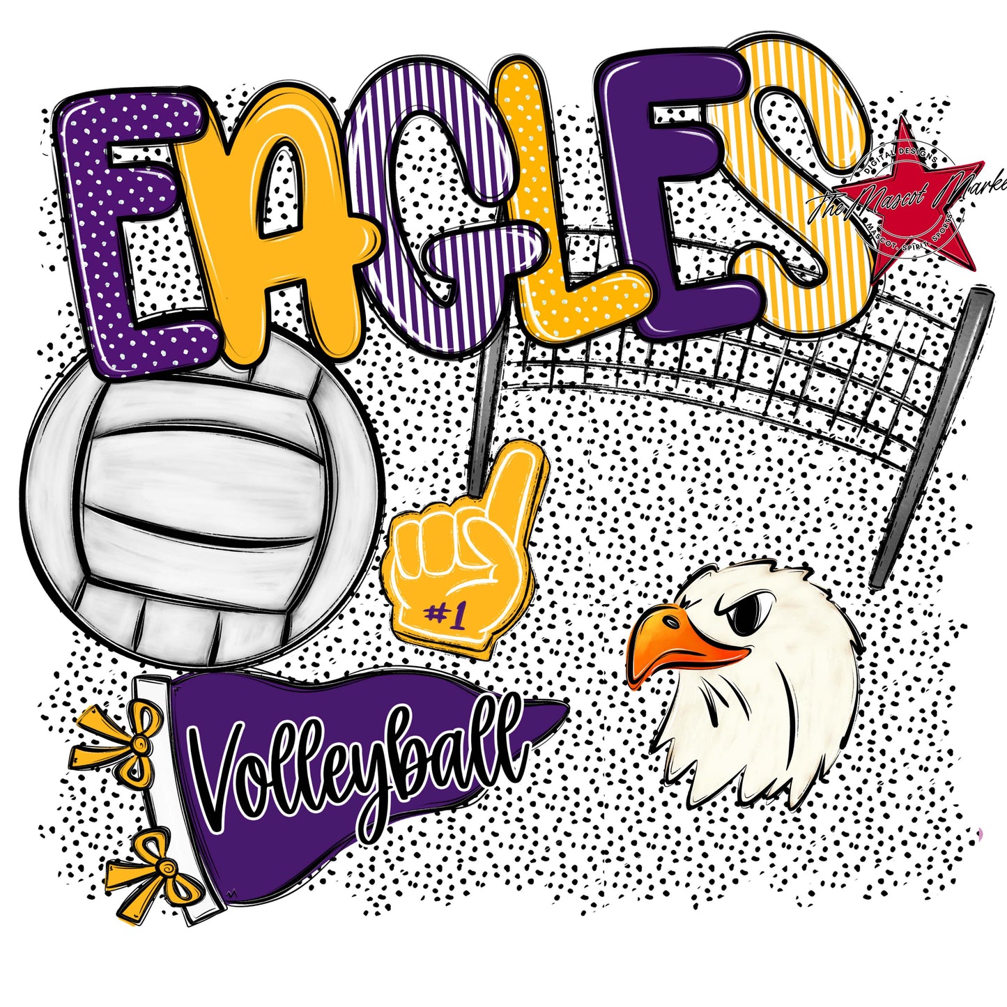 Eagles Volleyball Spirit-Purple & Yellow