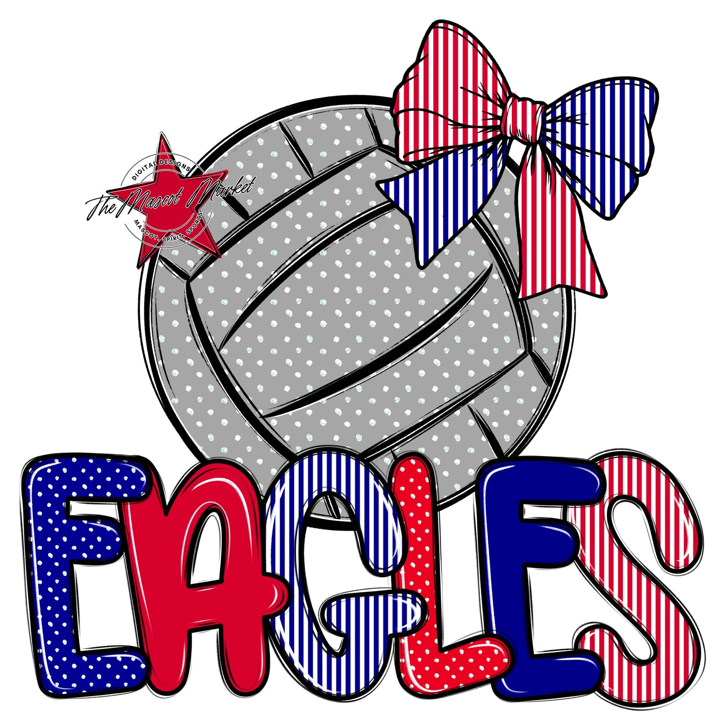 Eagles Volleyball Spirit Design-Blue & Red