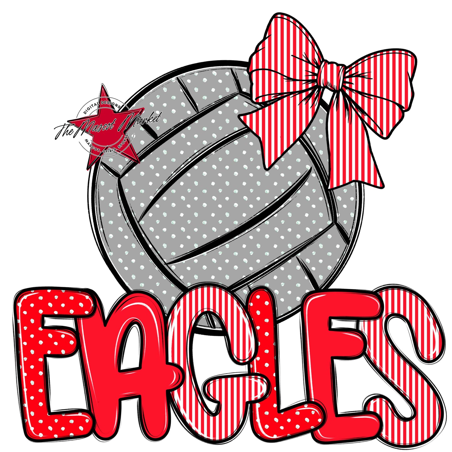 Eagles Volleyball Spirit Design-Bright Red
