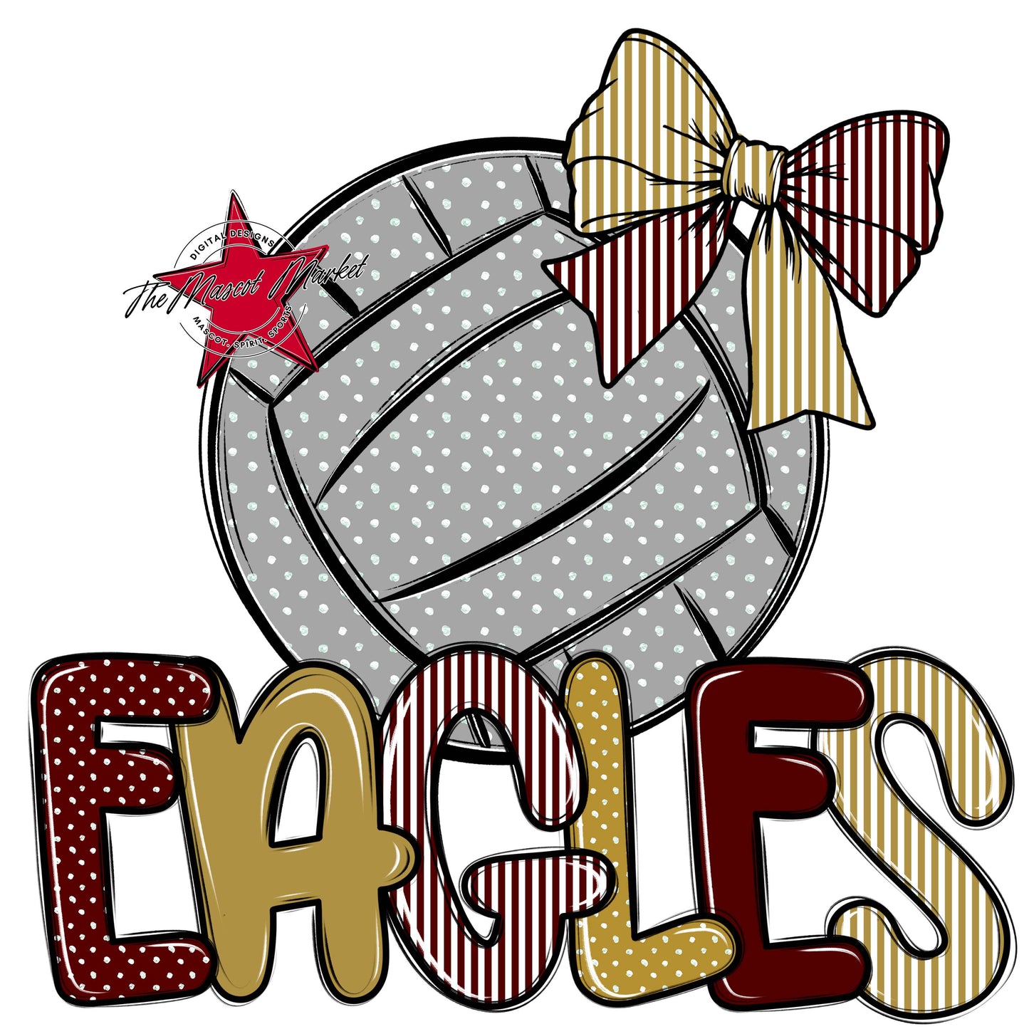Eagles Volleyball Spirit Design-Maroon & Gold