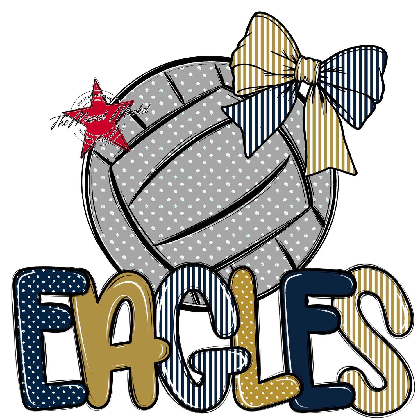 Eagles Volleyball Spirit Design-Navy & Gold