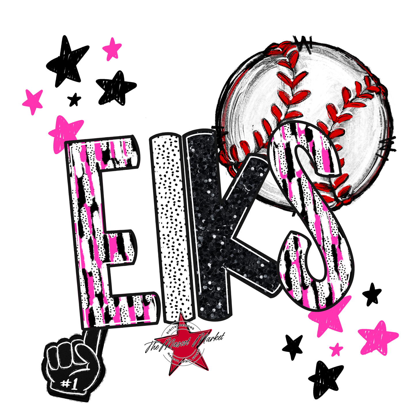 Elks Baseball Scrape-Pink