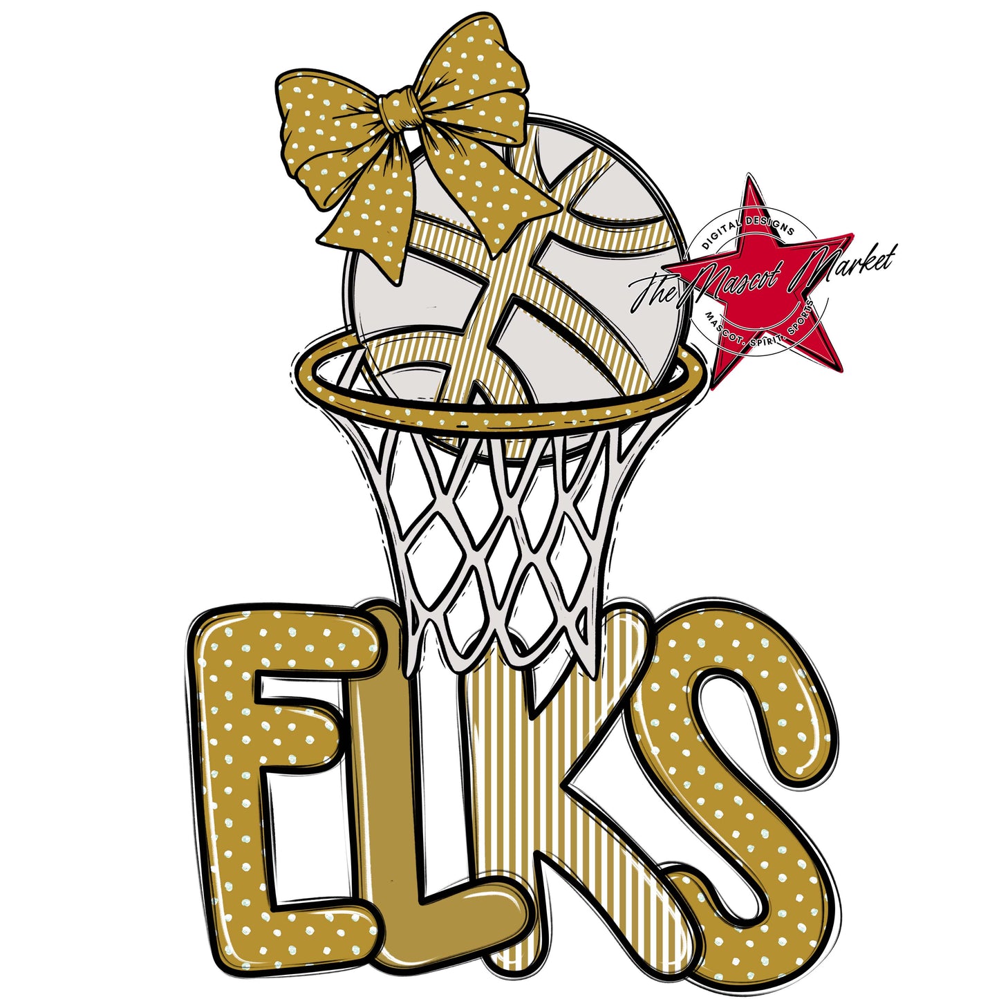 Elks Basketball Spirit Design-Gold