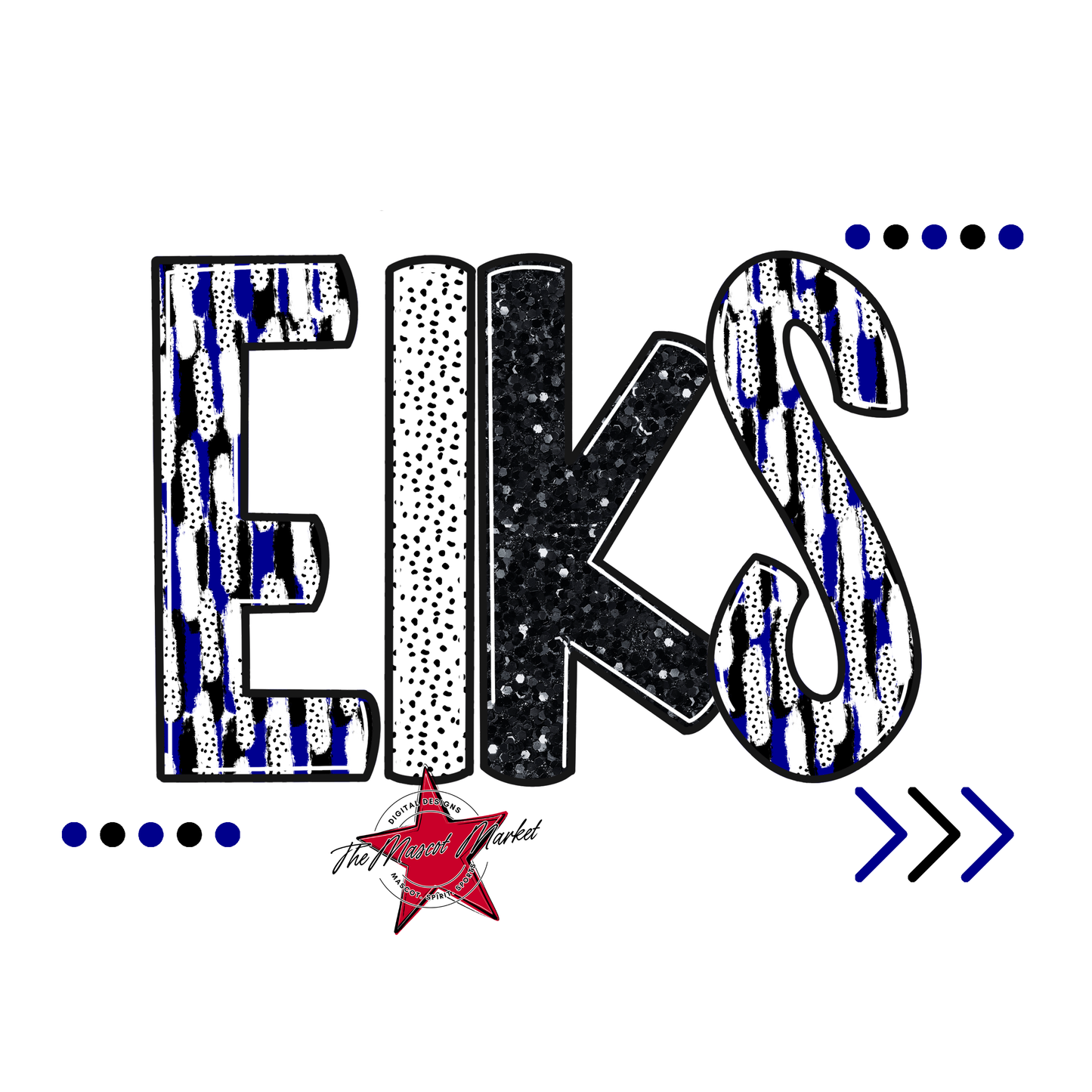 Elks Brushstroke Alpha w Arrows-Blue