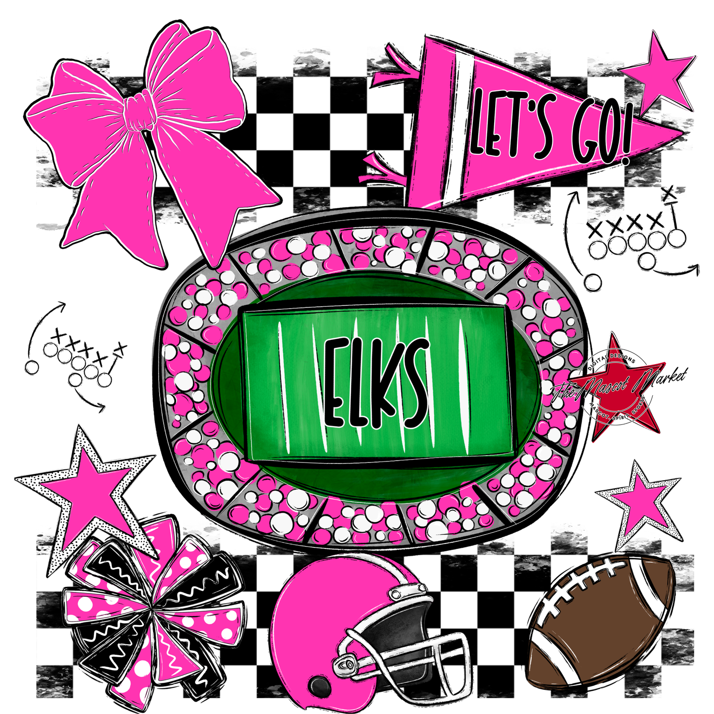 Elks Checkers Spirit Design-Pink