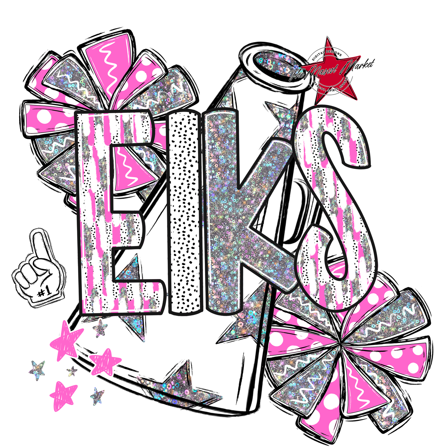 Elks Cheer Megaphone Scrape-Baby Pink