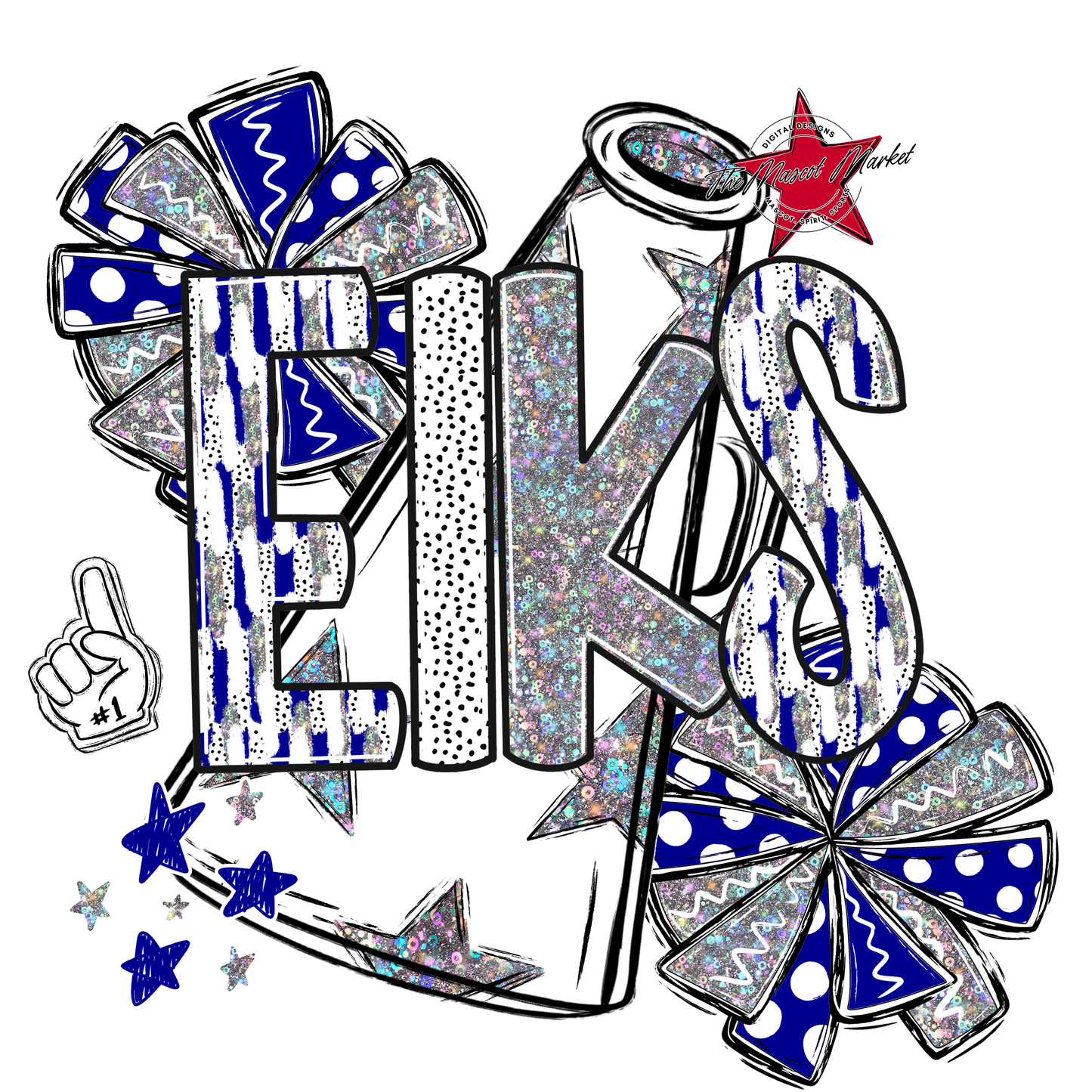 Elks Cheer Megaphone Scrape-Blue